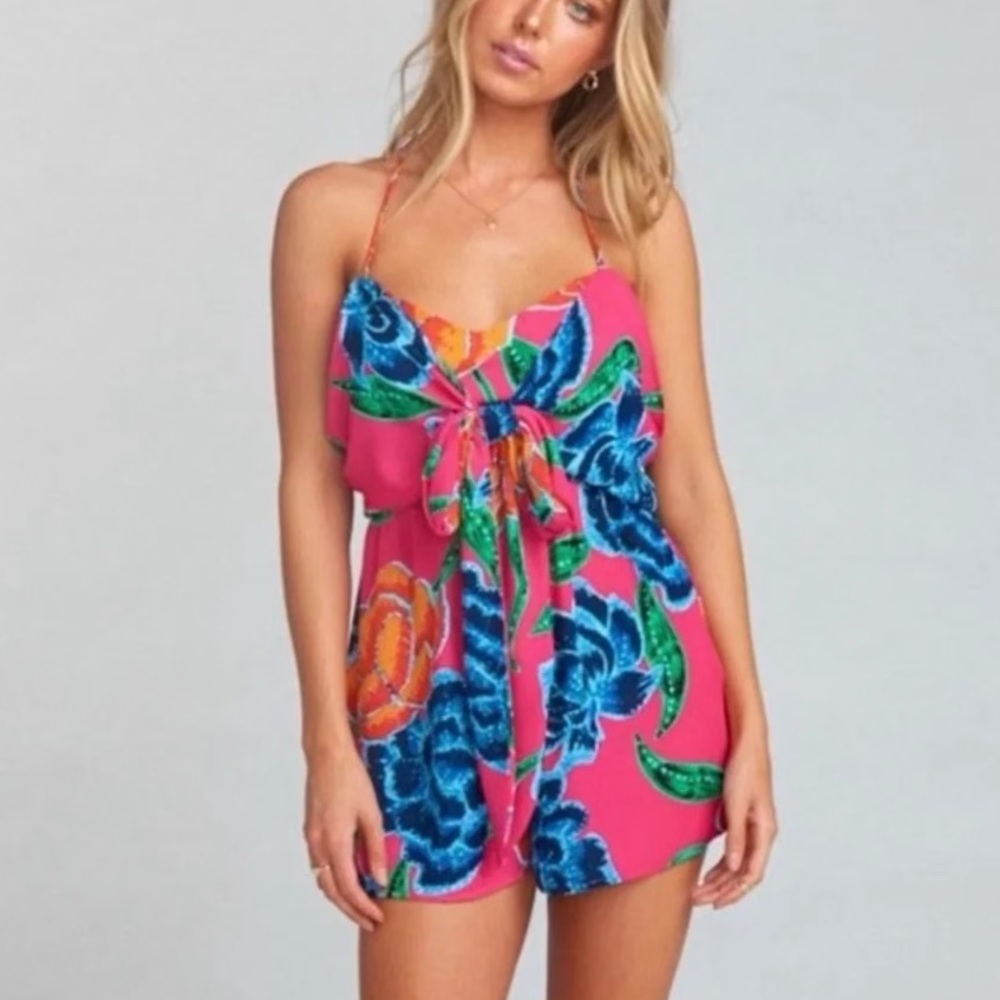 Show Me Your MuMu Vibrant Pink Floral Romper
